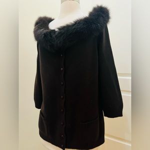 Valentino fur / cashmere sweater cardigan. Sz L